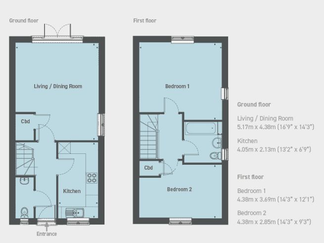 Floor plan 2 bedroom house - artist's impression subject to change